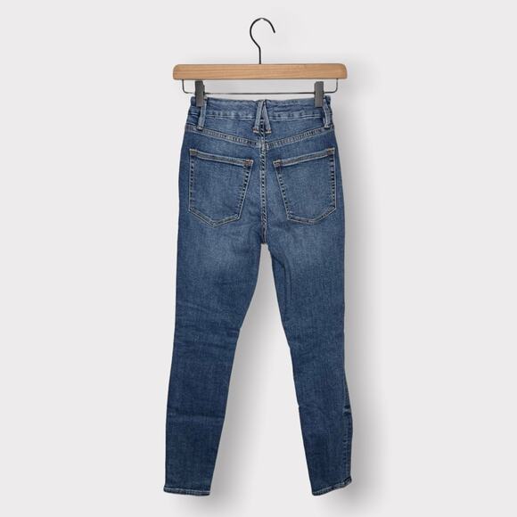 Good American Good Waist Distressed Skinny Ankle Jeans Blue476 - Picture 3 of 7